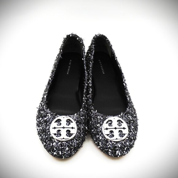 TORY BURCH Minnie Travel Fabric Ballet Flats with Metal Logo Size 8.5 - Picture 4 of 10